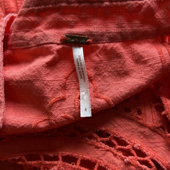 Free People In Dreamland Dress Coral Long
Sleeve Mini Cut Out Vneck Sz 4 - Picture 9 of 15